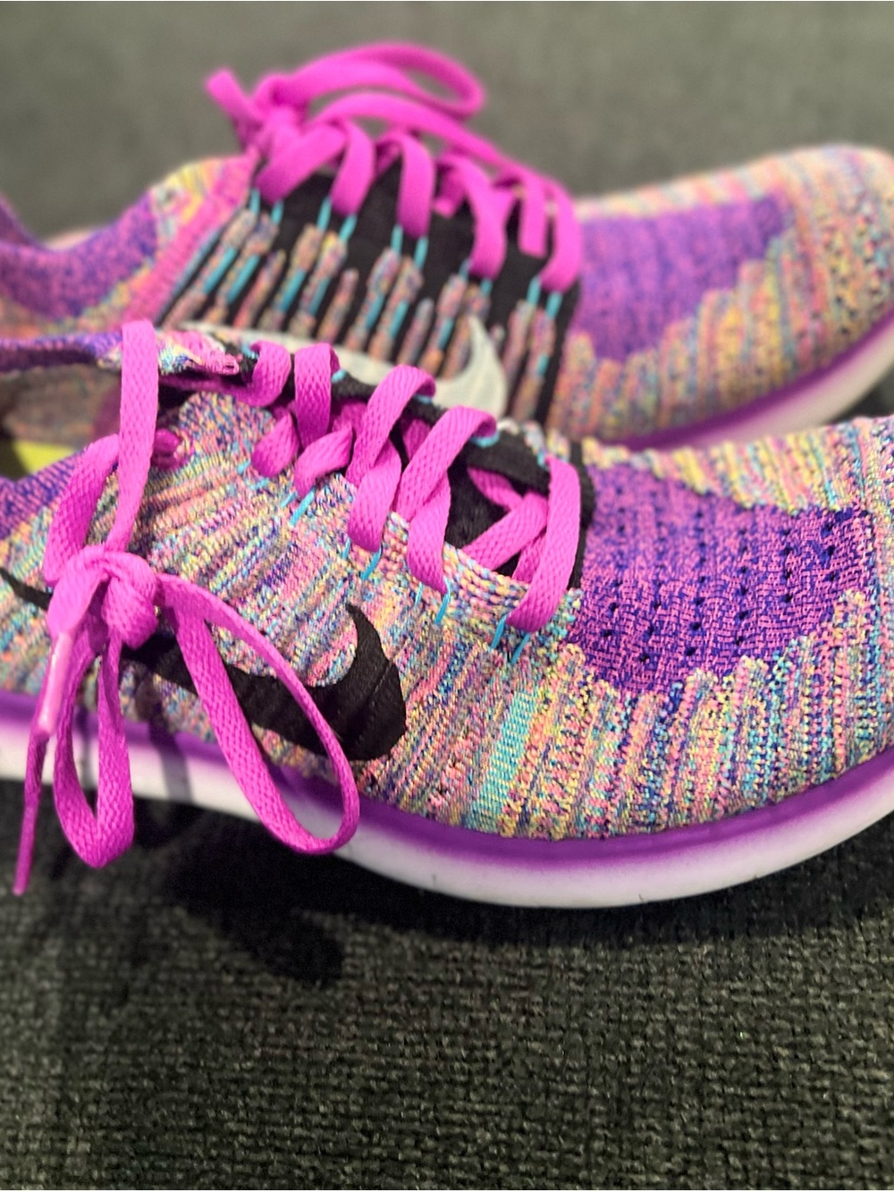 Nike Women’s Multicolor Knit Running Shoes with Pink Laces